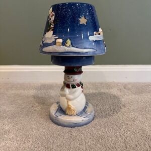 Home Interiors Snowman Candle Holder Lamp Christmas Winter